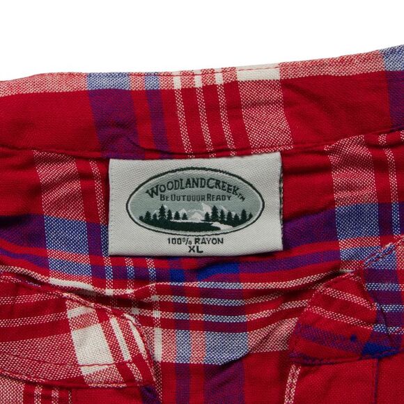Woodland Creek Women's Front Lace-Up Long Sleeve Shirt in Red & Blue Plaid, XL - Picture 6 of 8